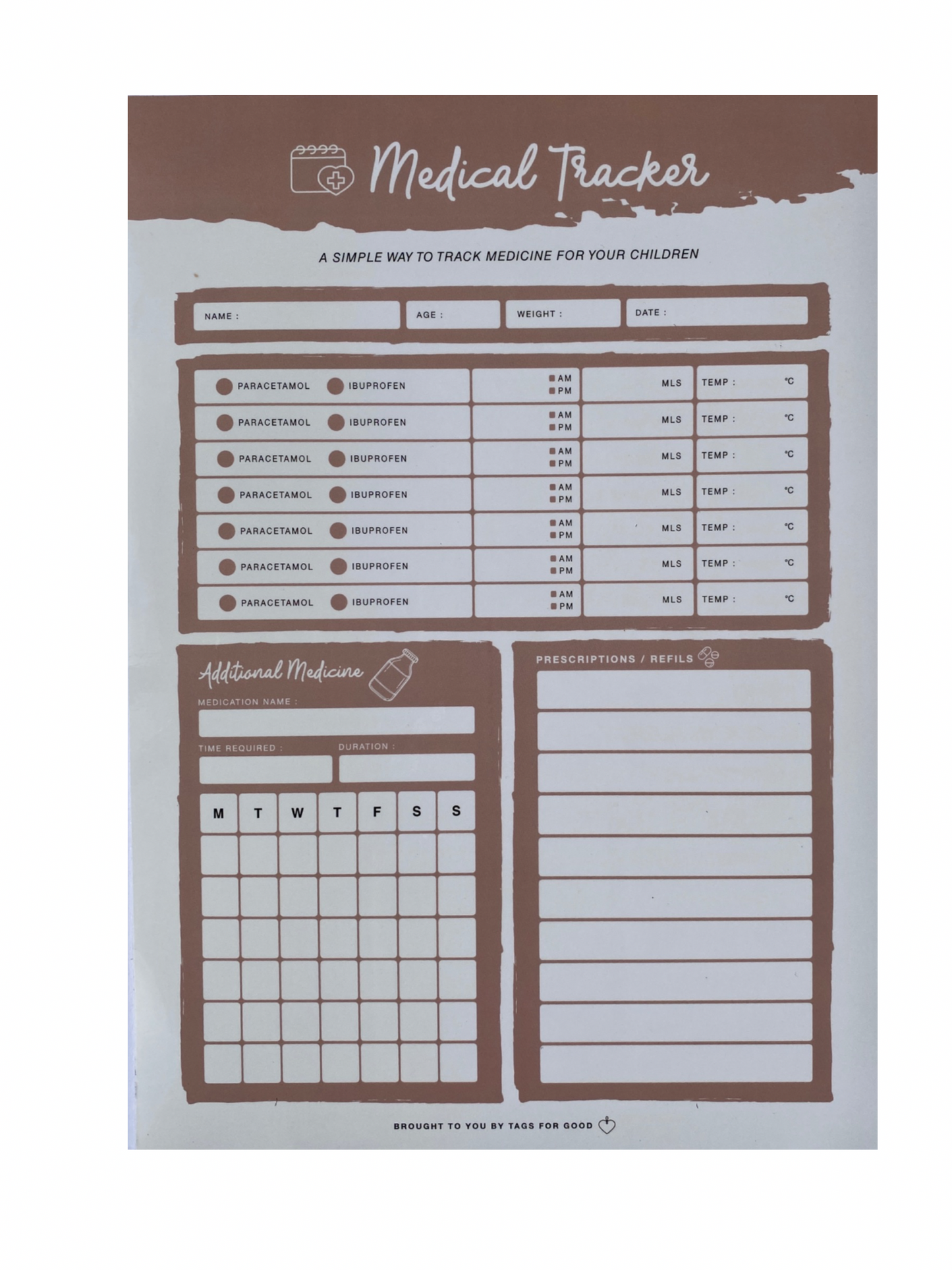Medical tracker - Clementine - Tags for good